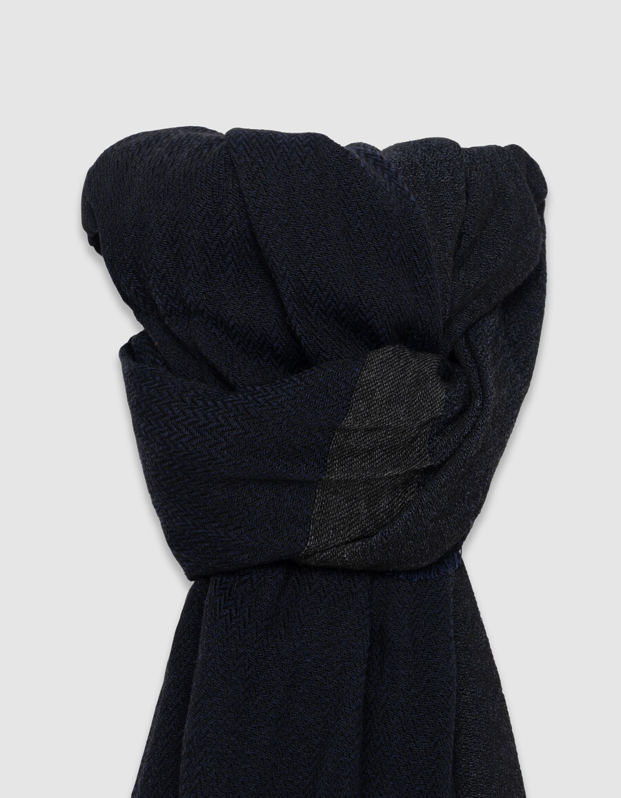 bufanda de espiga semi lisa azul marino para hombre