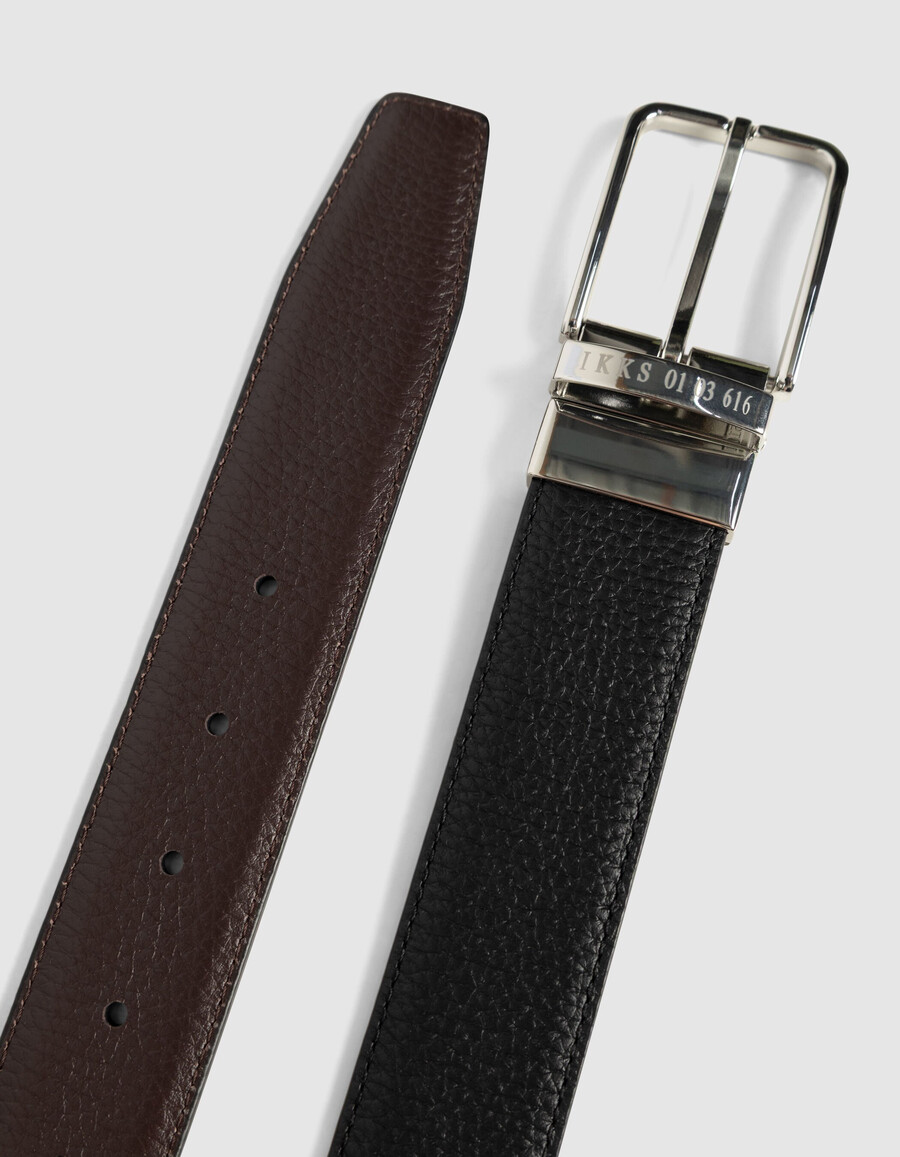 cinturón reversible de cuero negro y marrón para hombre