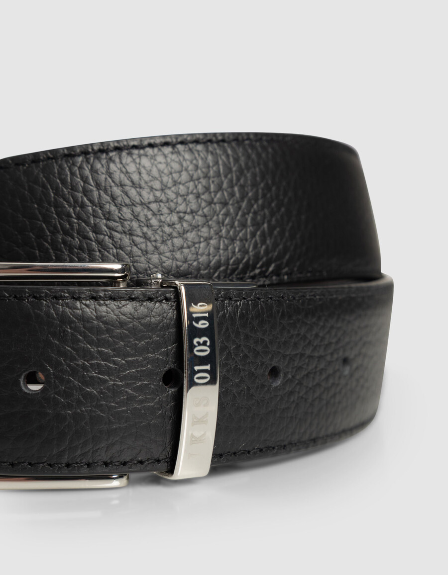 cinturón reversible de cuero negro y marrón para hombre
