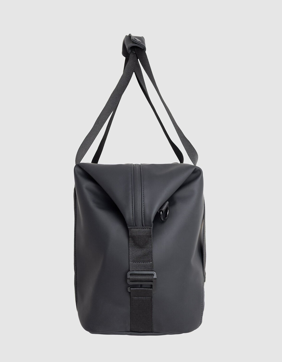 bolso de fin de semana para hombre de nailon negro con efecto goma.