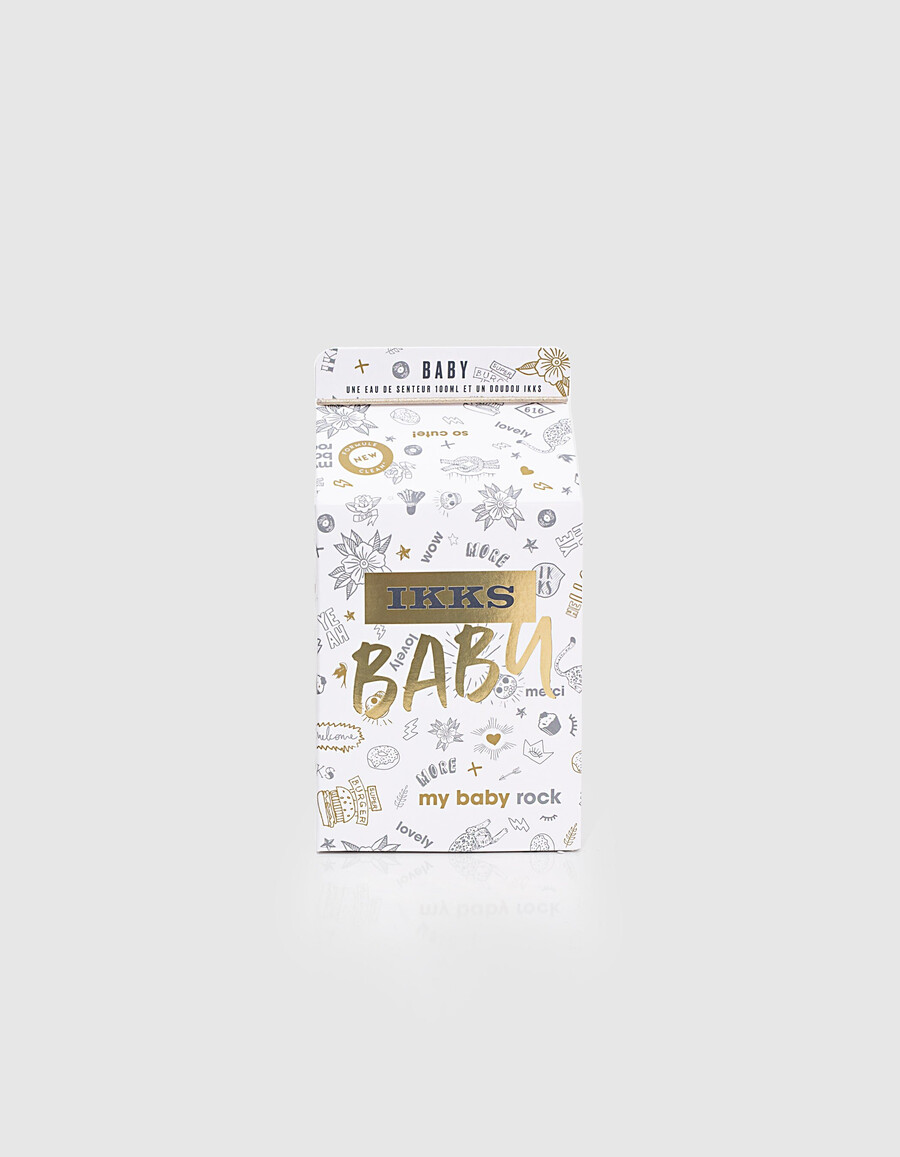 set de regalo con aroma a bebé con ambientador gris y blanco de 100 ml