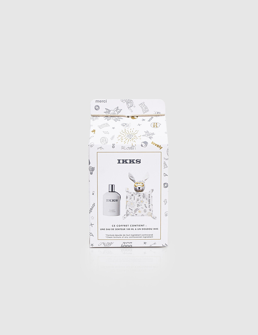 set de regalo con aroma a bebé con ambientador gris y blanco de 100 ml
