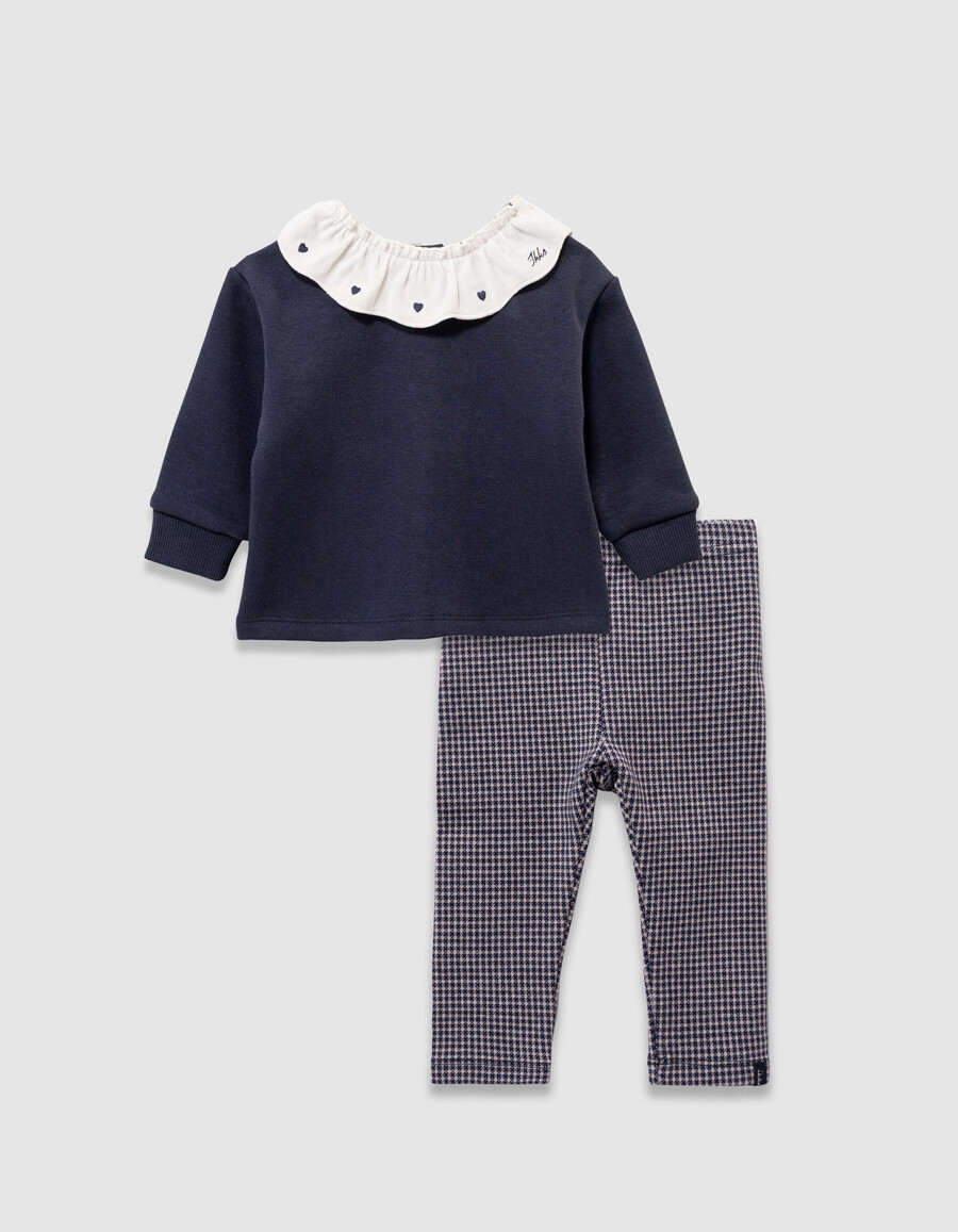 conjunto de top y leggings de pata de gallo para bebé niña
