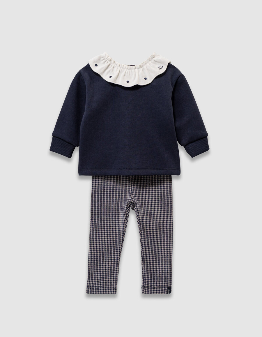 conjunto de top y leggings de pata de gallo para bebé niña