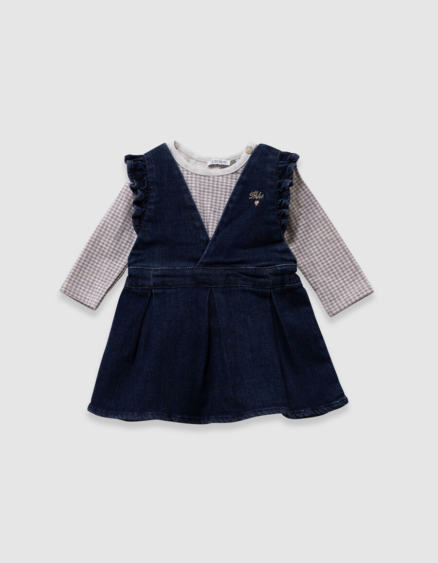 conjunto de vestido y camiseta de mezclilla para niña