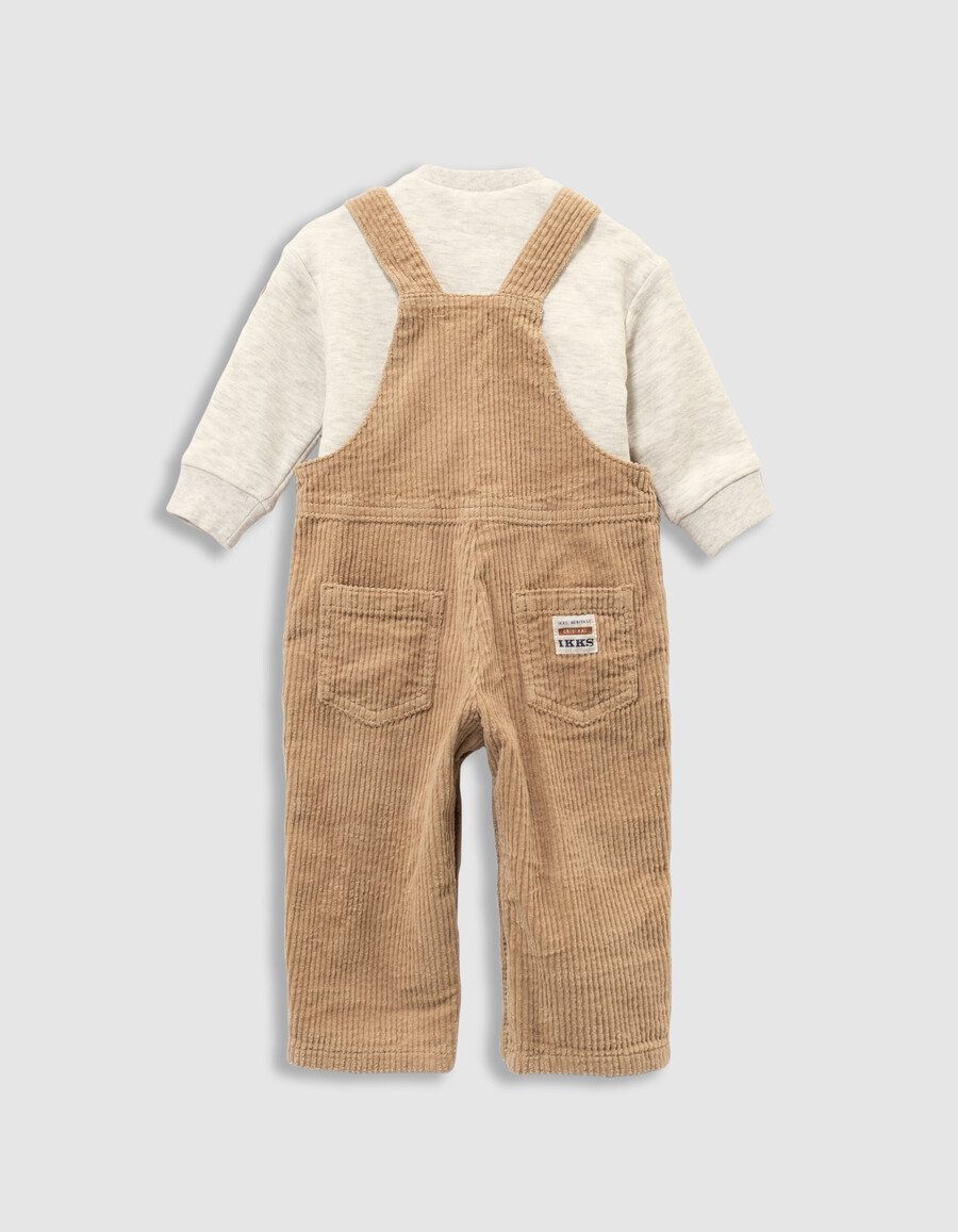 conjunto de sudadera y peto de pana para bebé niño