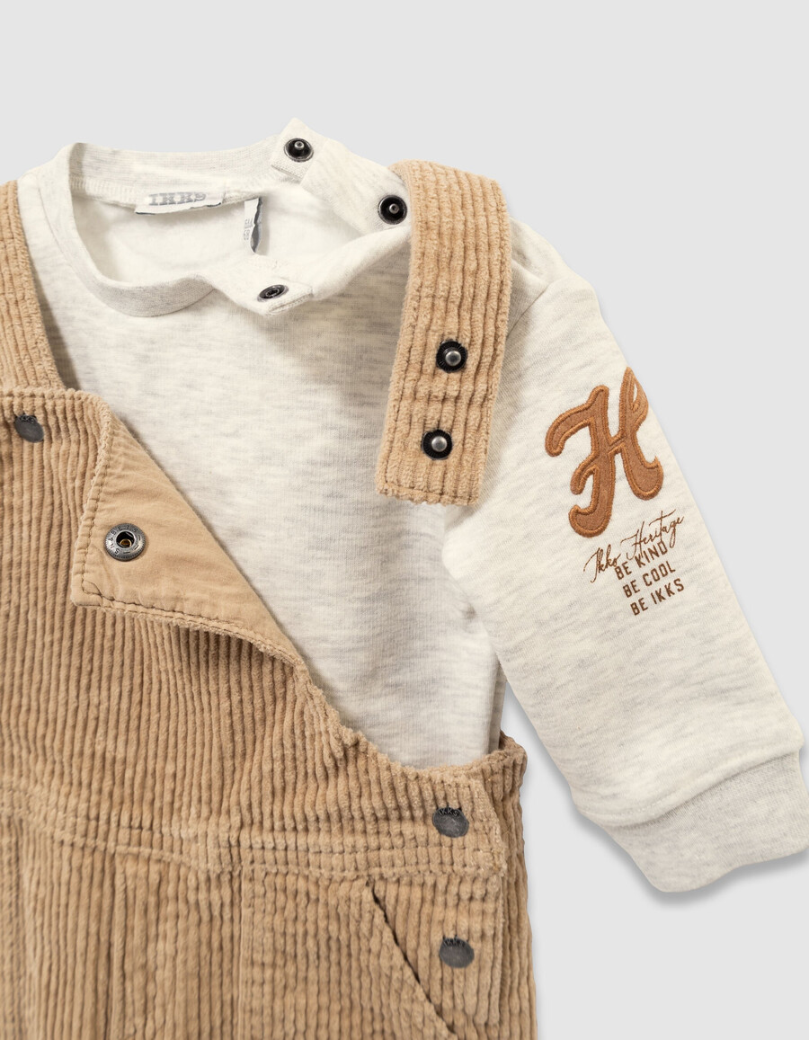 conjunto de sudadera y peto de pana para bebé niño
