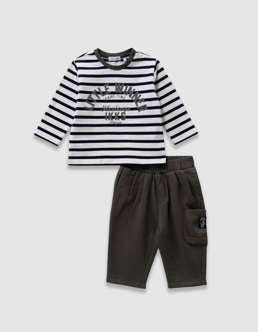 conjunto de camiseta y pantalón a rayas para bebé niño