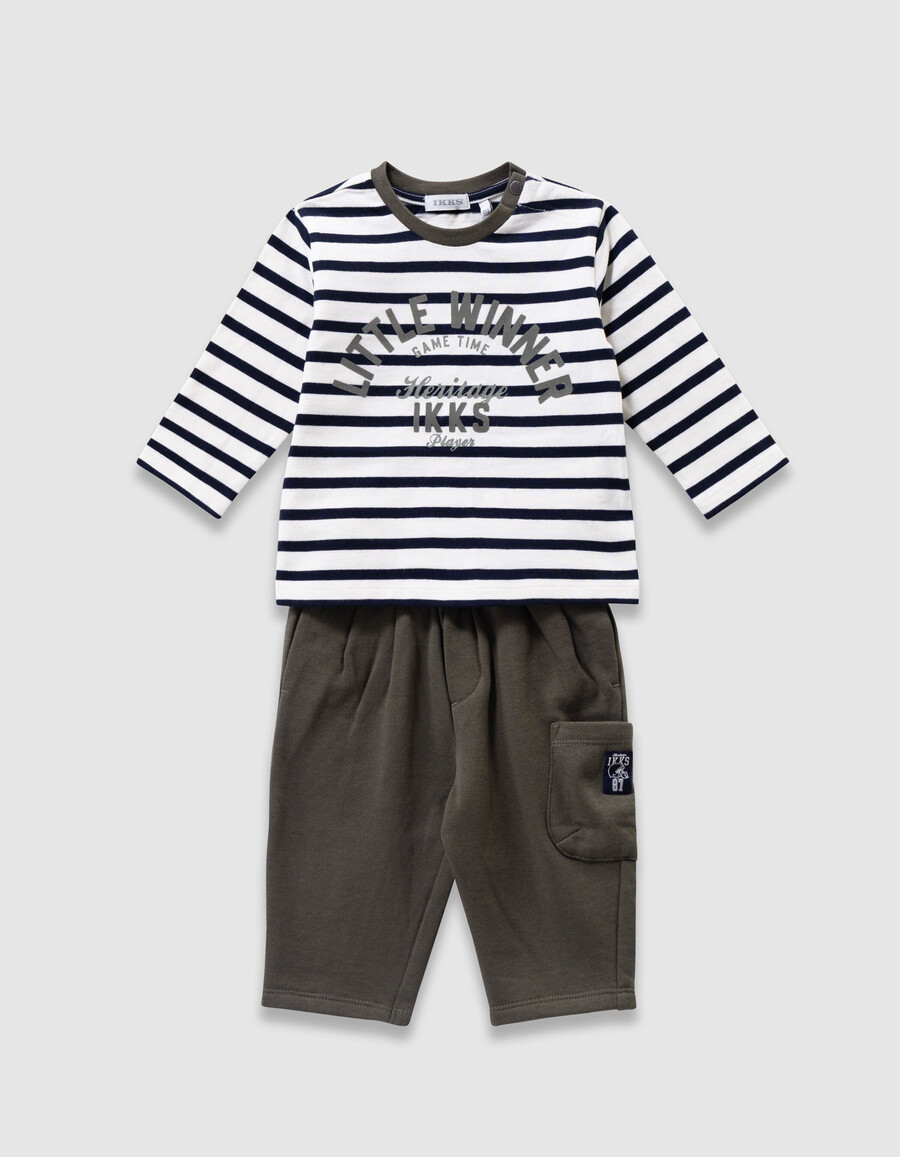 conjunto de camiseta y pantalón a rayas para bebé niño