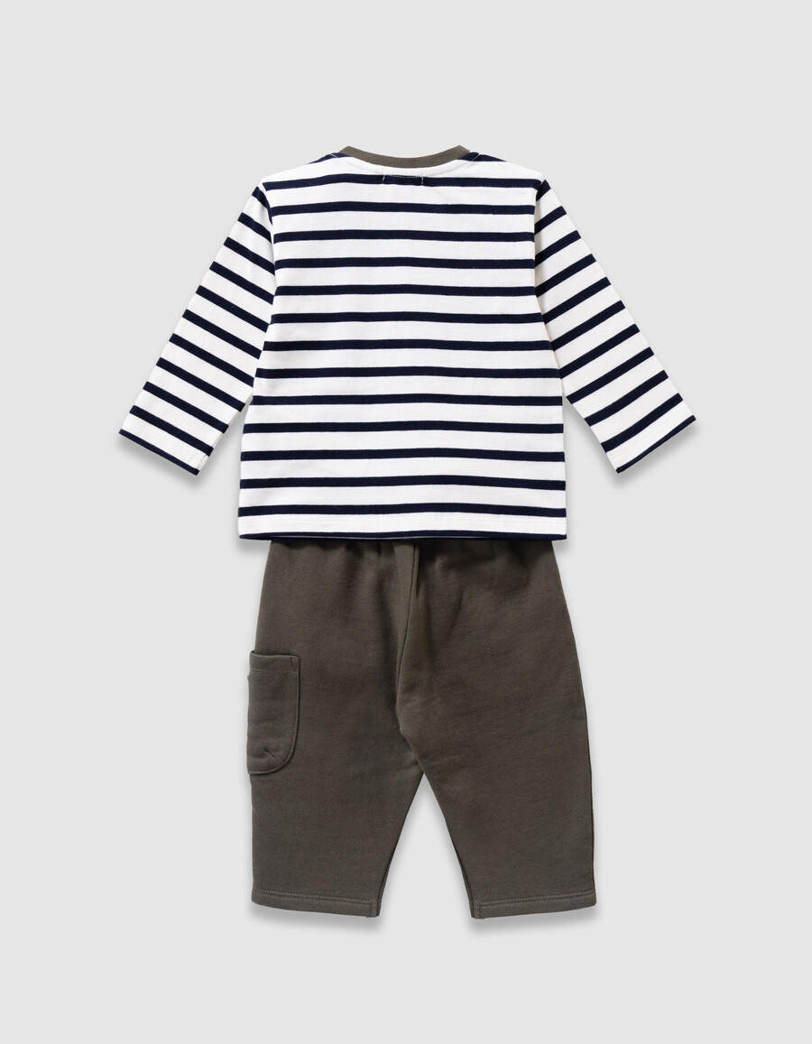 conjunto de camiseta y pantalón a rayas para bebé niño