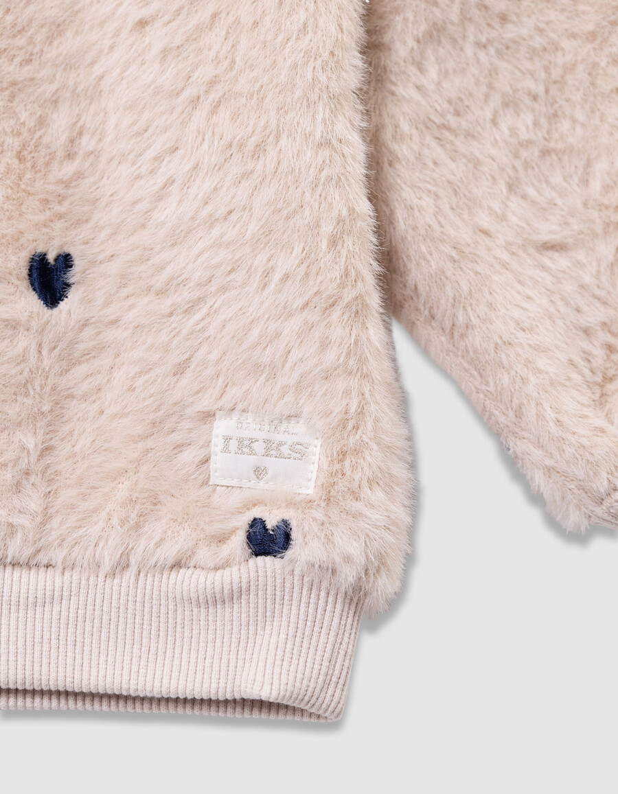 conjunto de sudadera beige y pantalones cortos de terciopelo para bebé niña