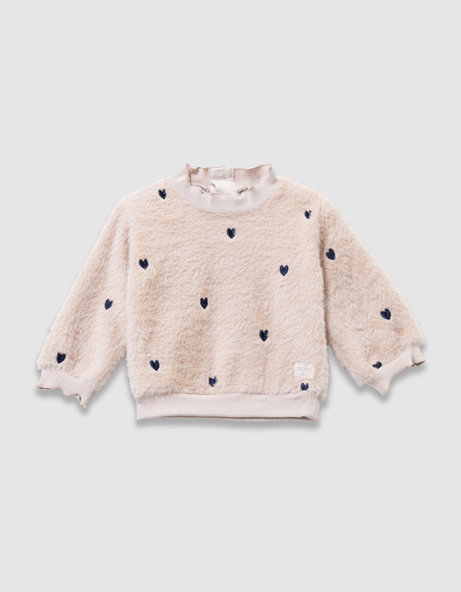 conjunto de sudadera beige y pantalones cortos de terciopelo para bebé niña
