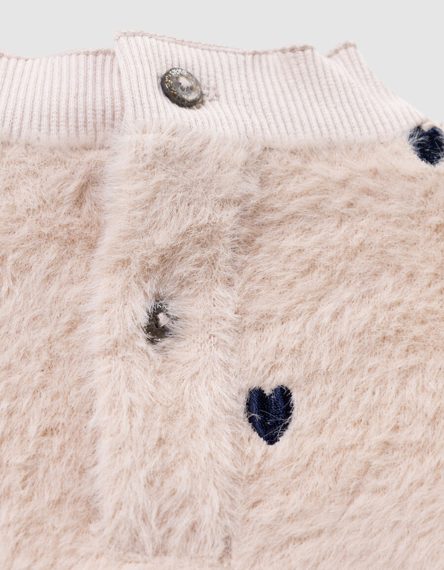 conjunto de sudadera beige y pantalones cortos de terciopelo para bebé niña