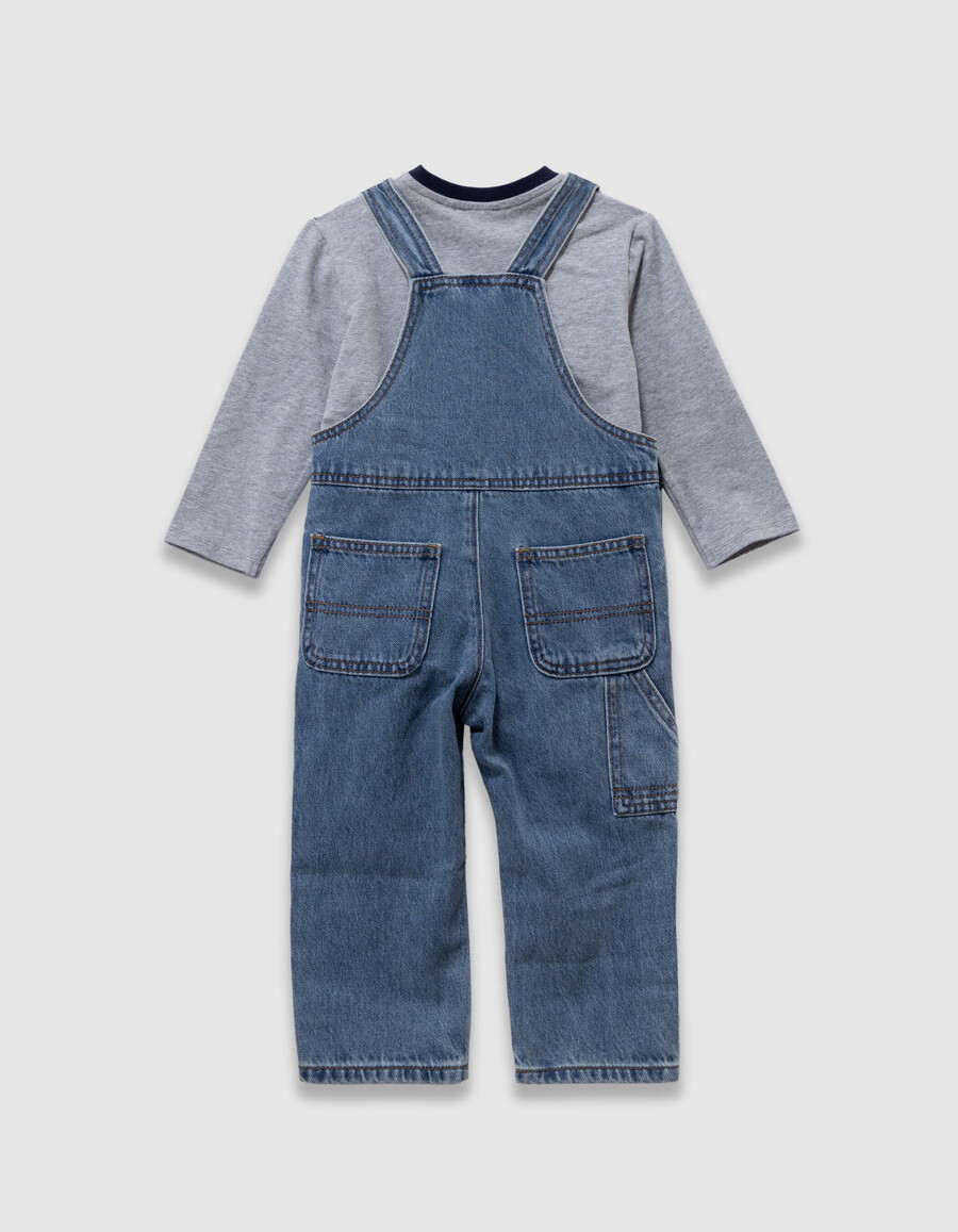 conjunto de camiseta vaquera azul y peto para bebé niño