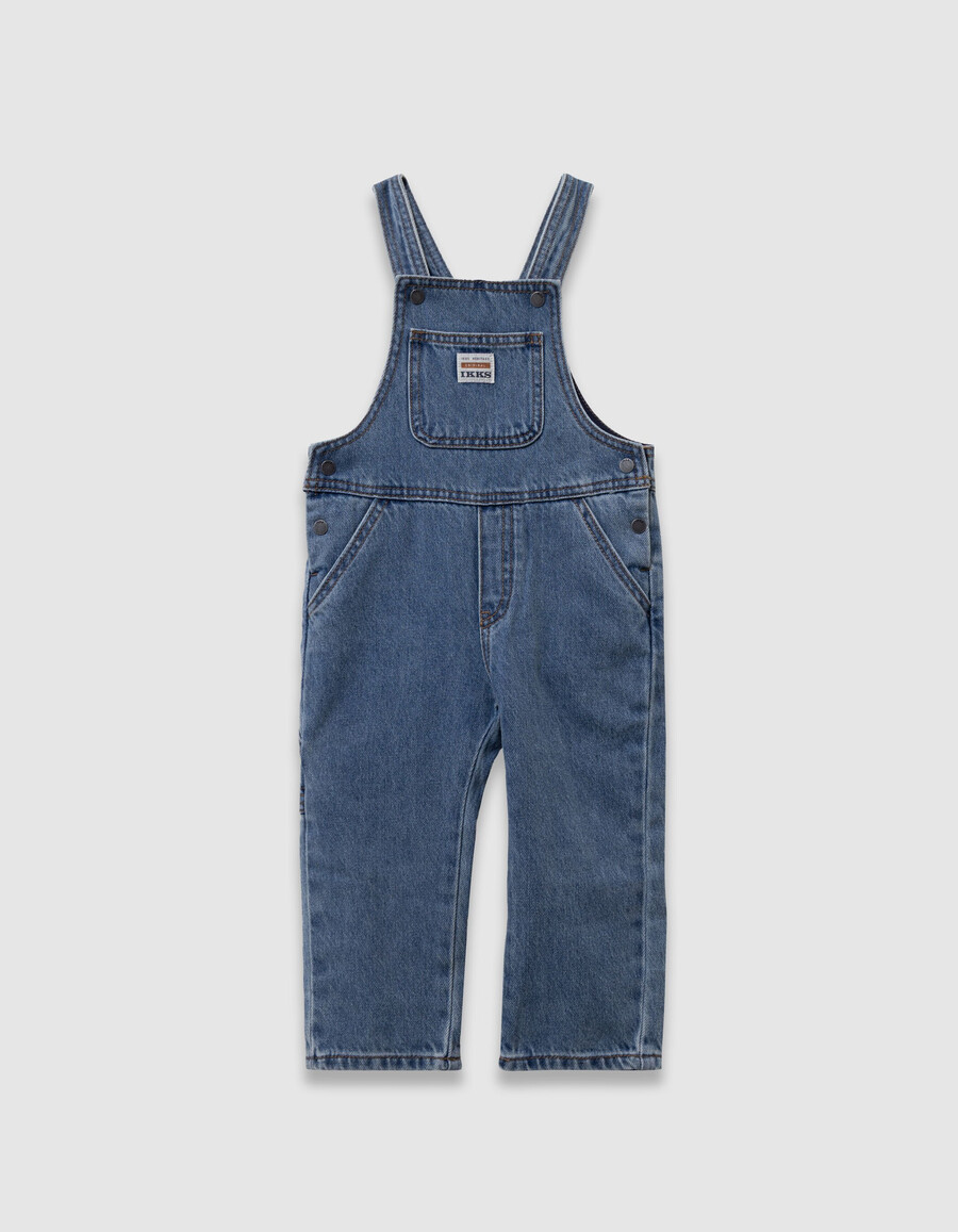conjunto de camiseta vaquera azul y peto para bebé niño