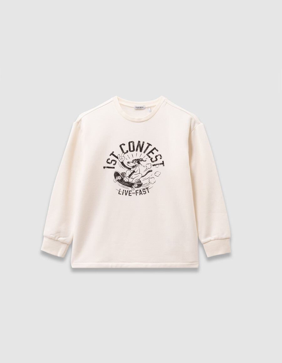 camiseta blanca de algodón orgánico para niño eslogan skater