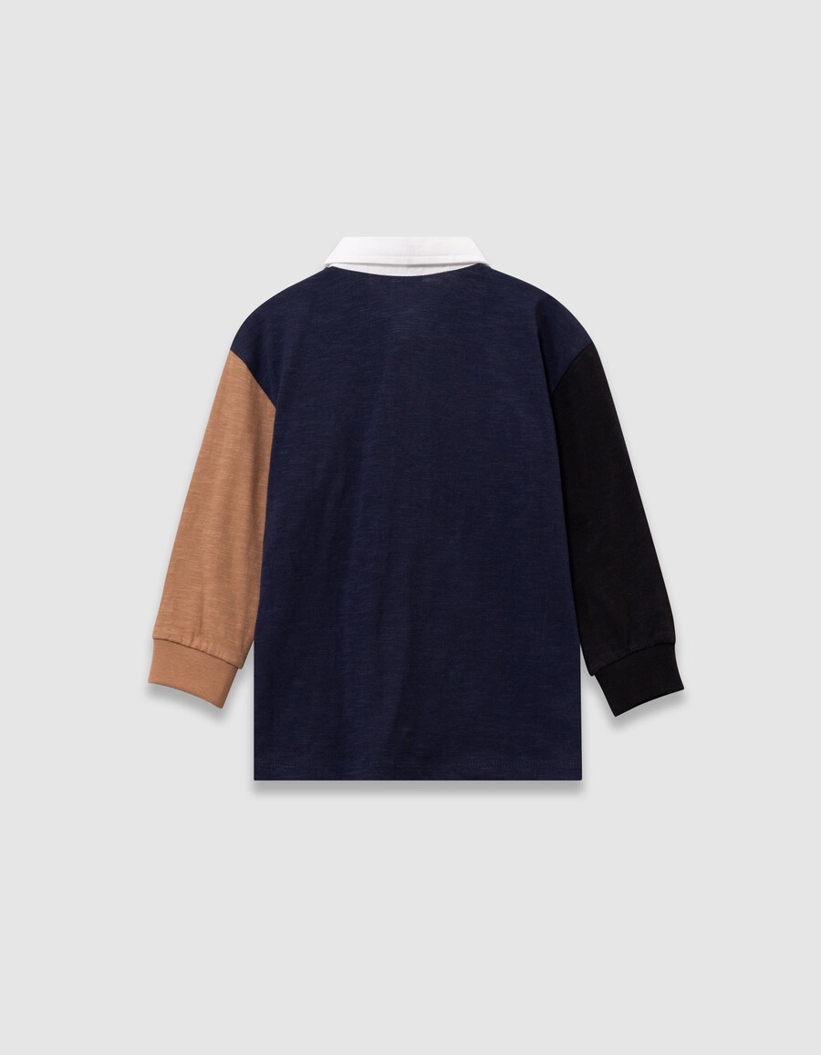polo azul marinocamellonegro para niño cuello blanco números