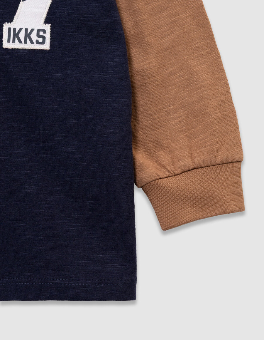 polo azul marinocamellonegro para niño cuello blanco números