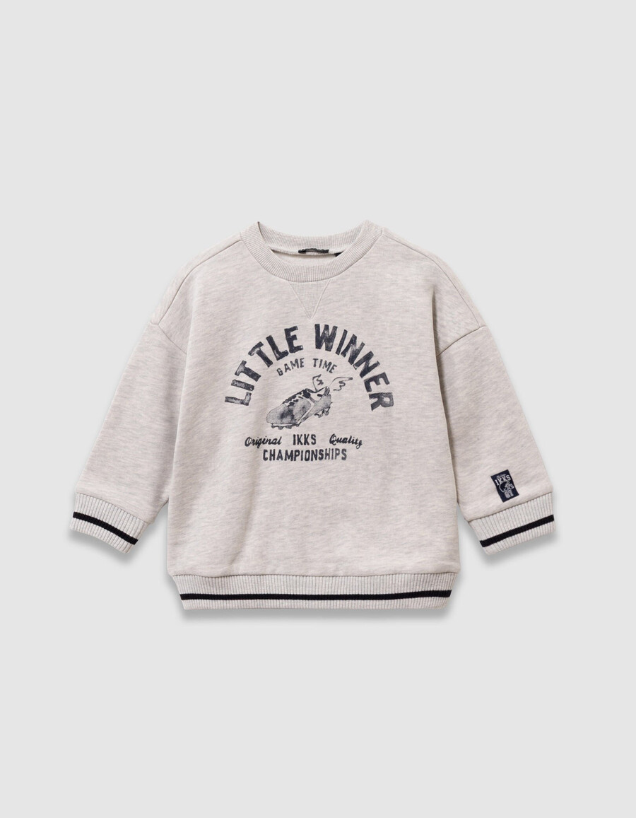 sudadera gris de algodón orgánico para niño imagen de zapato alado
