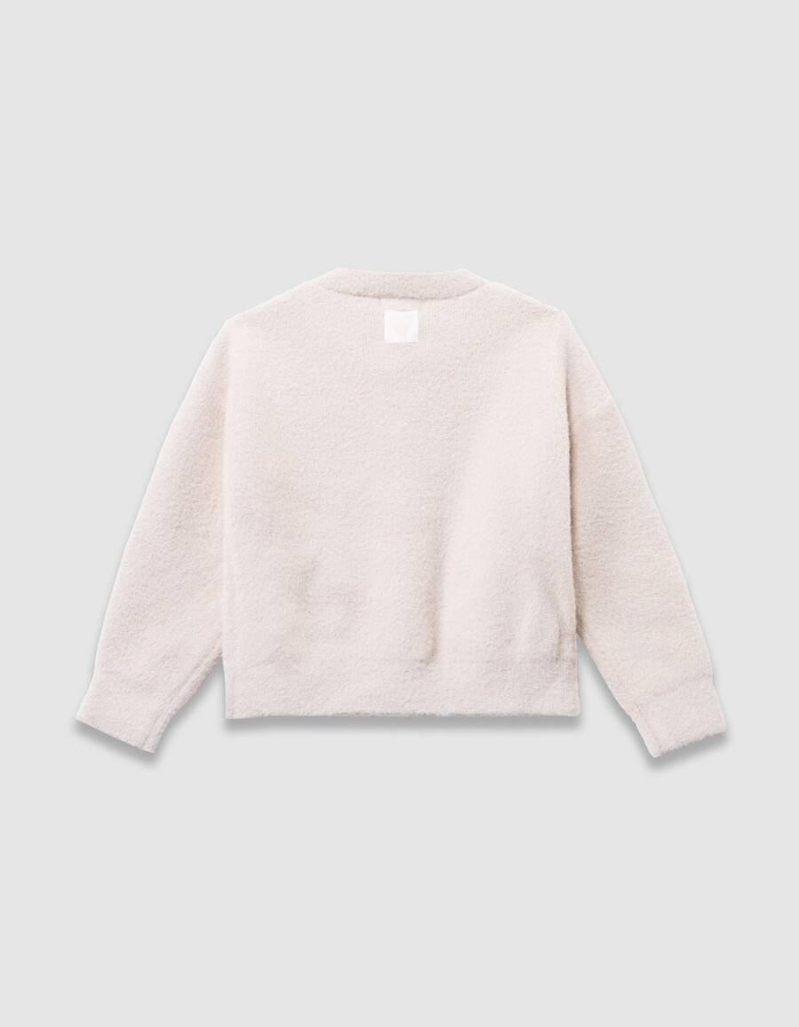 cárdigan de punto suave y esponjoso con botones para niña en color beige