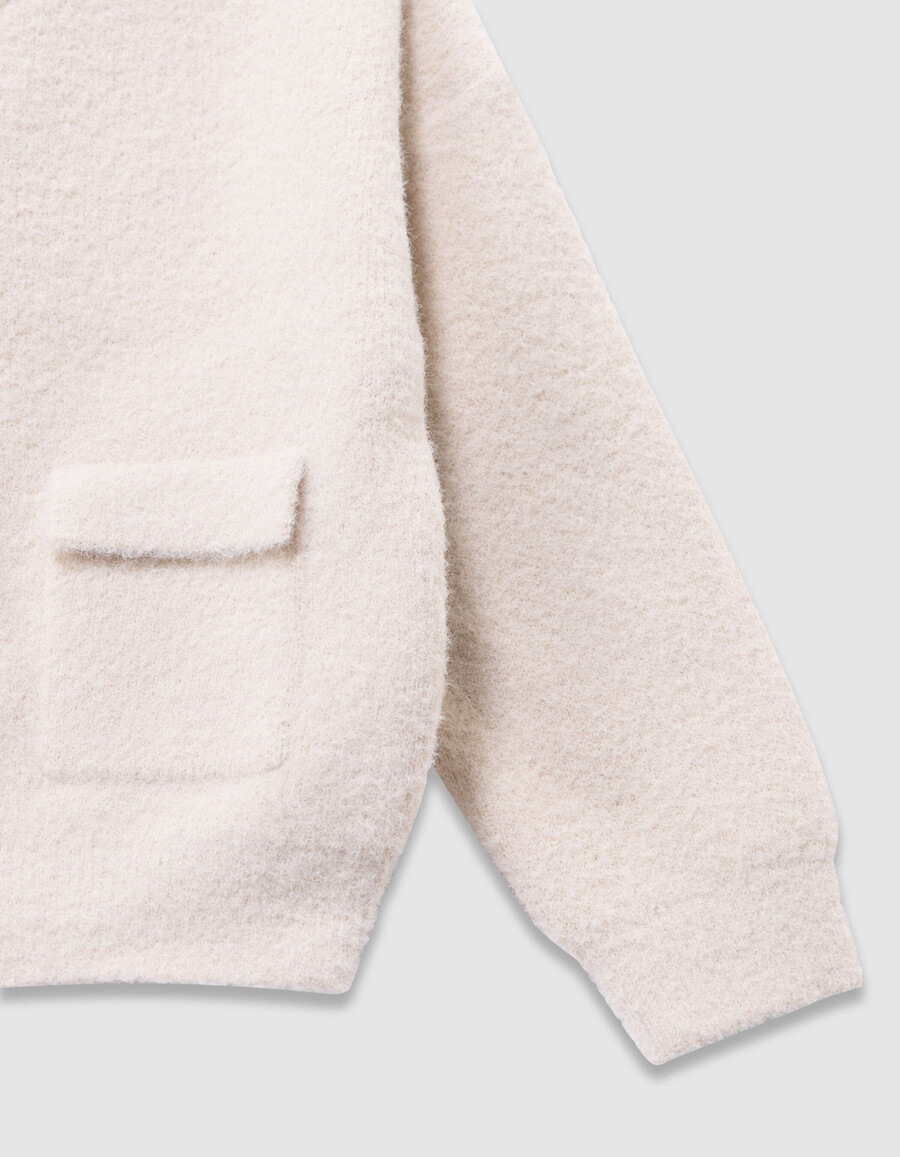 cárdigan de punto suave y esponjoso con botones para niña en color beige