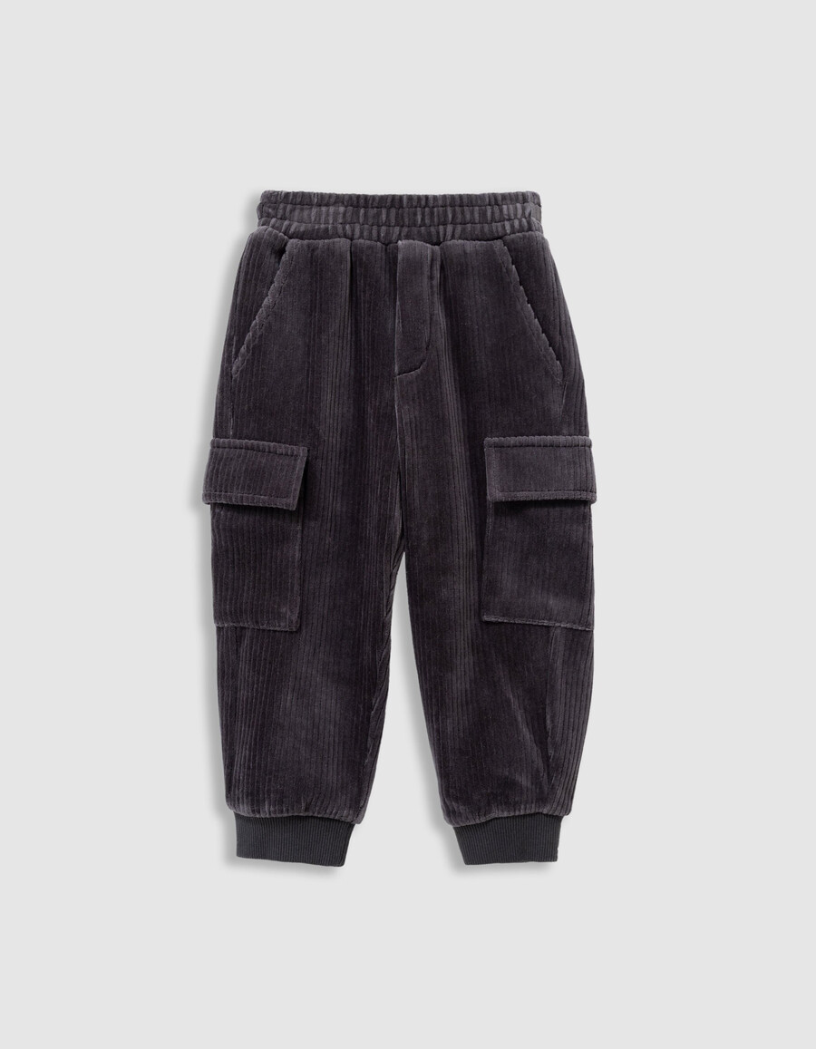 pantalones deportivos de punto de pana gris para niño
