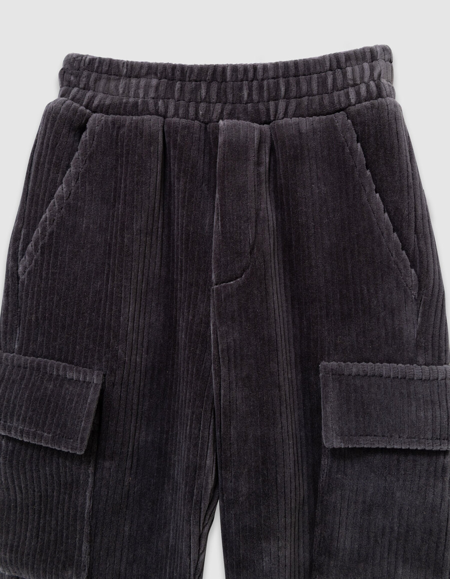 pantalones deportivos de punto de pana gris para niño