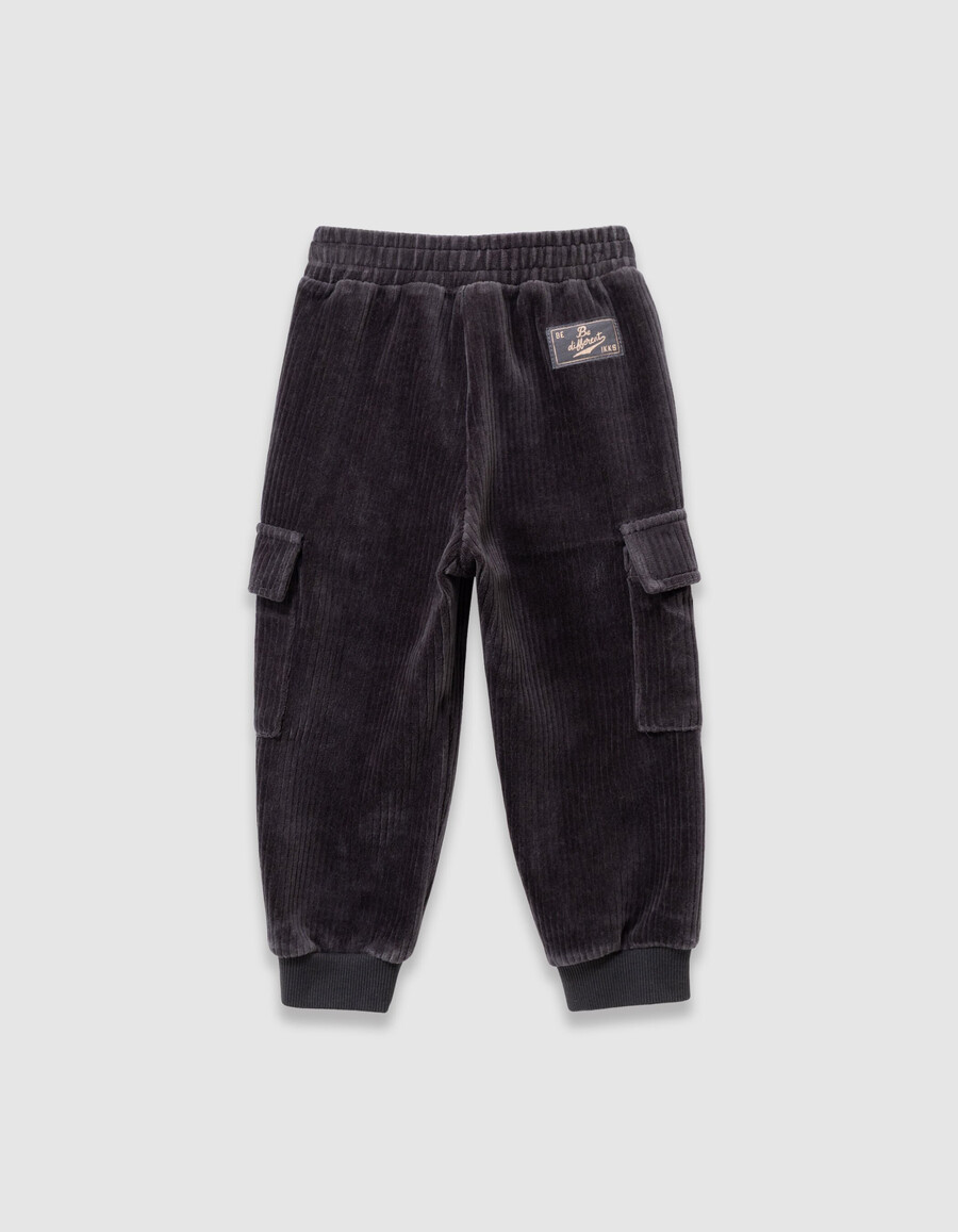 pantalones deportivos de punto de pana gris para niño