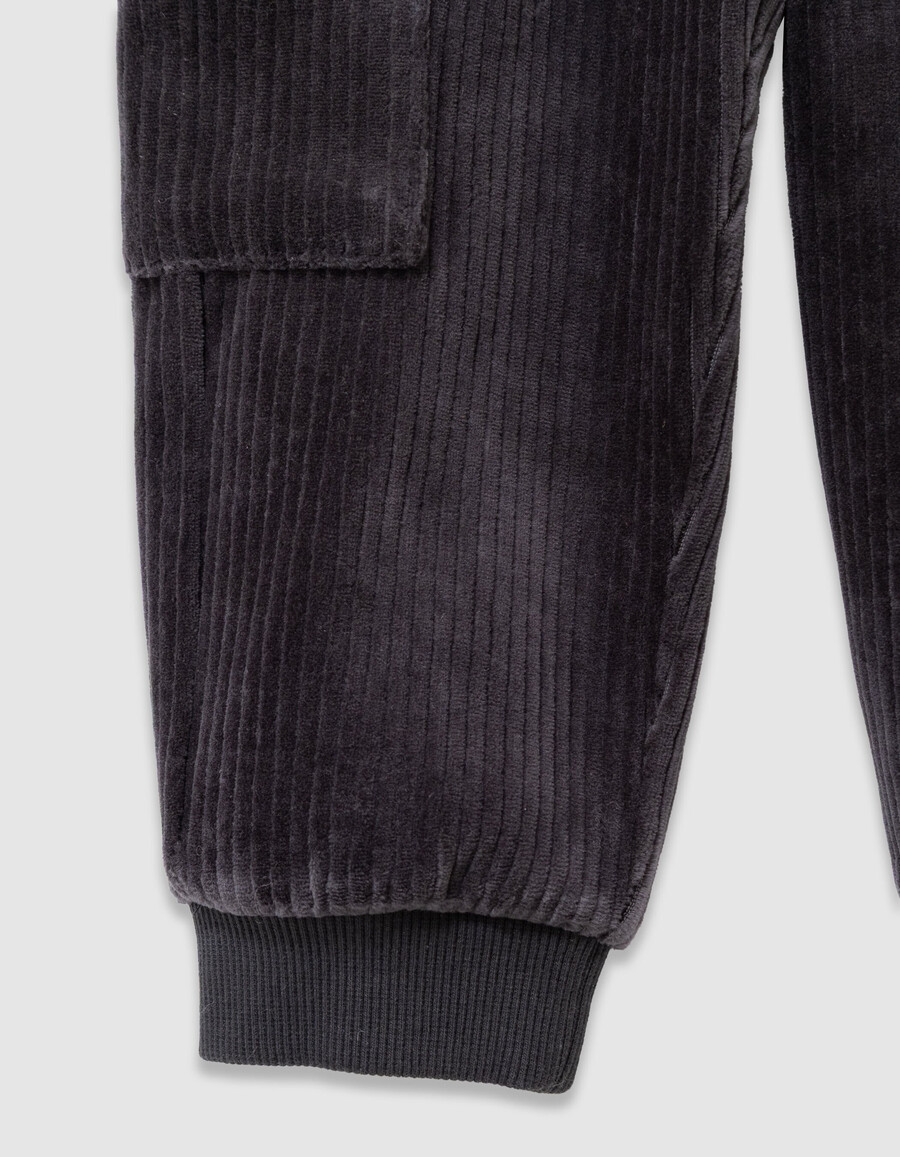 pantalones deportivos de punto de pana gris para niño