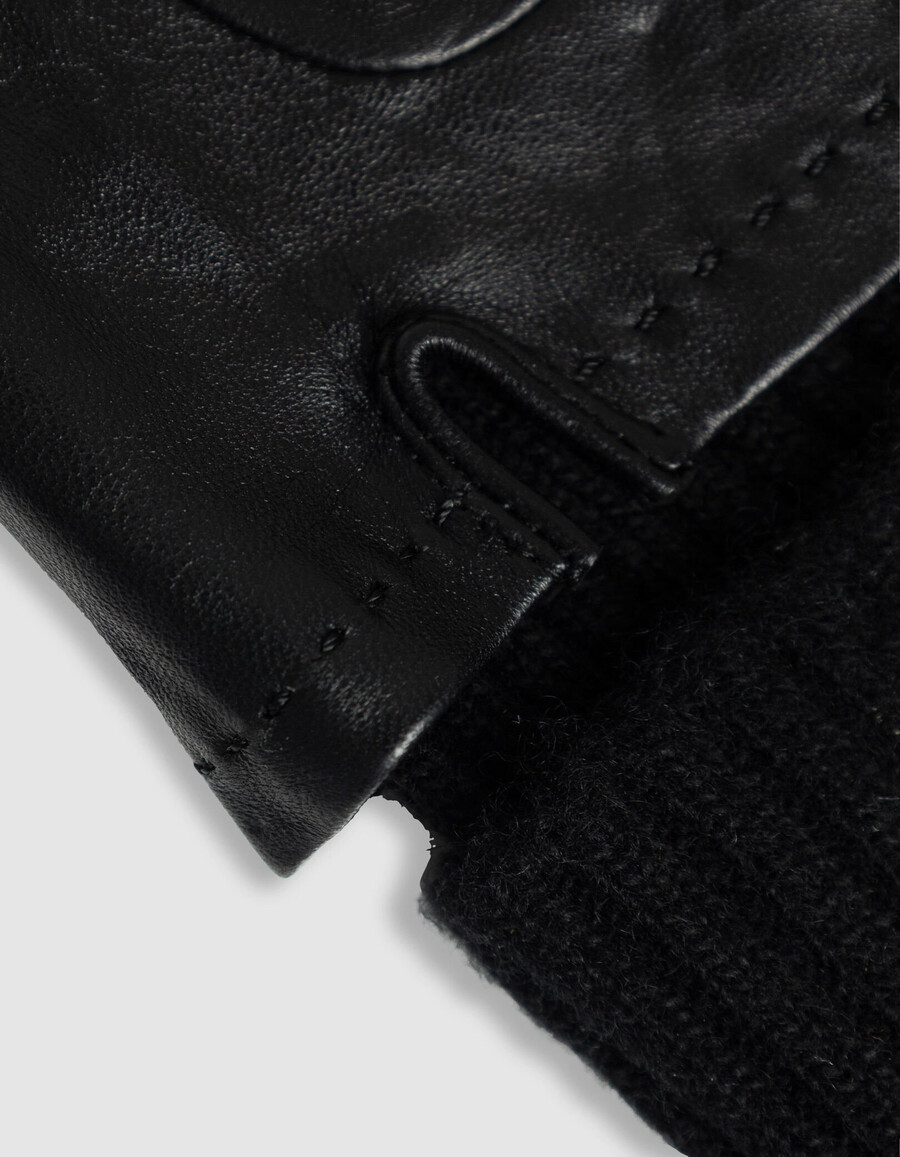 guantes negros largos con puños a rayas para mujer