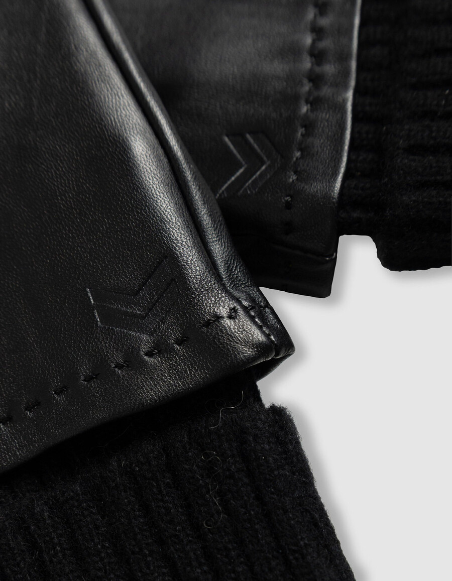guantes negros largos con puños a rayas para mujer