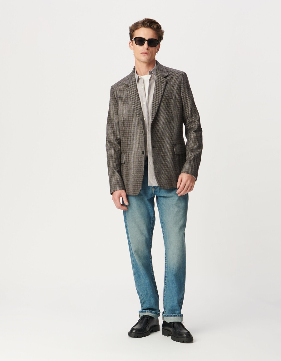 blazer beige de pata de gallo para hombre