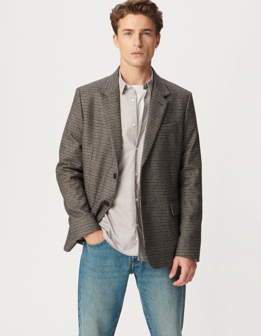 blazer beige de pata de gallo para hombre