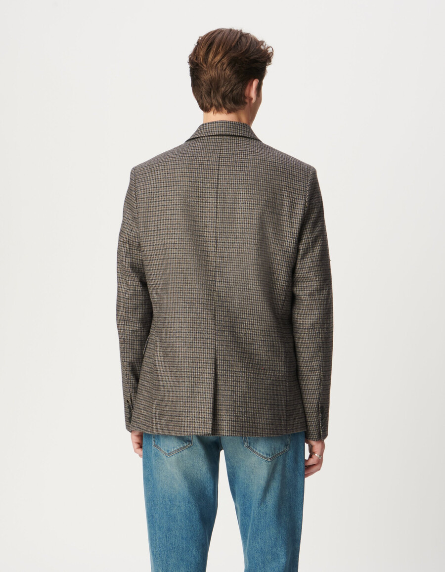 blazer beige de pata de gallo para hombre