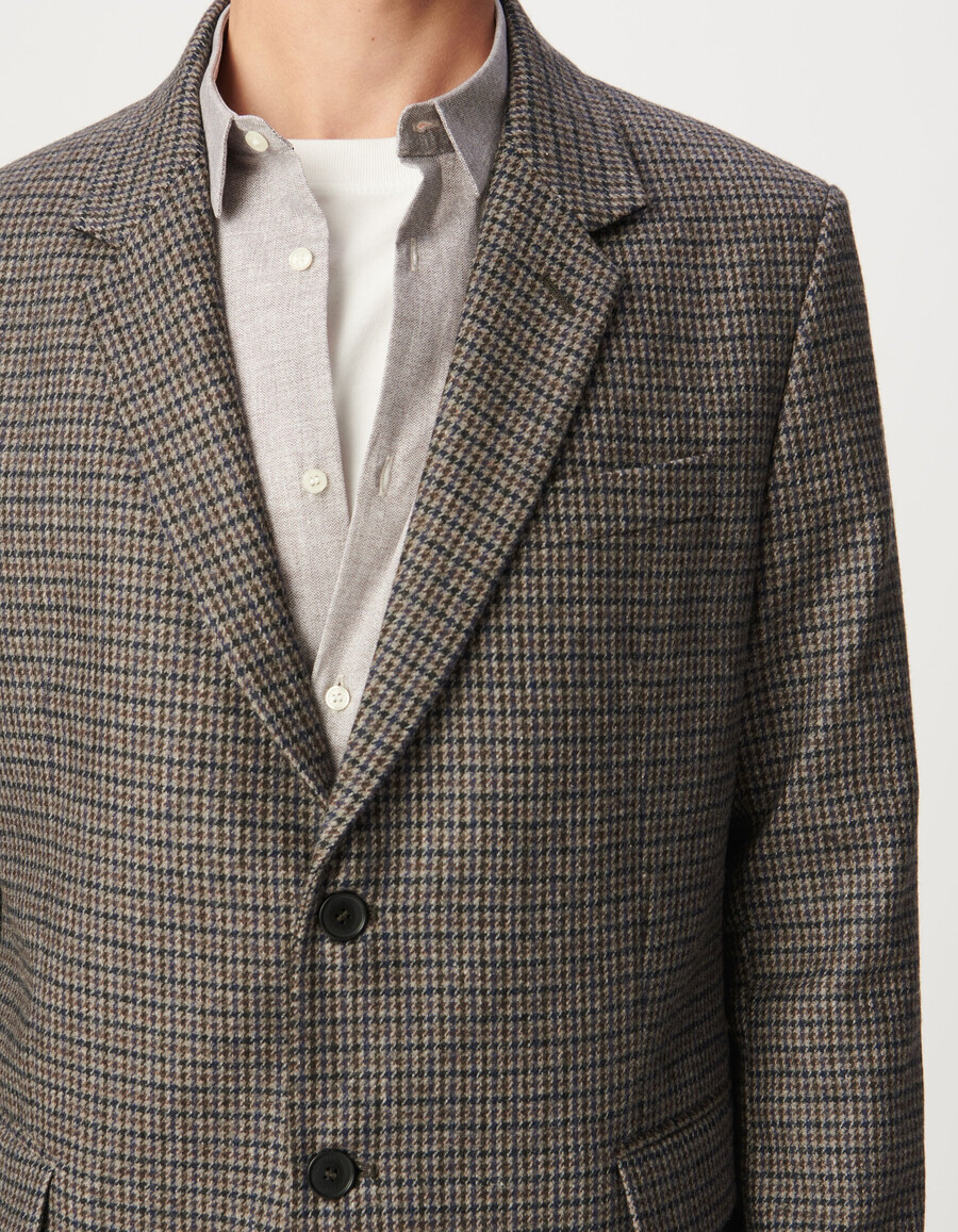 blazer beige de pata de gallo para hombre
