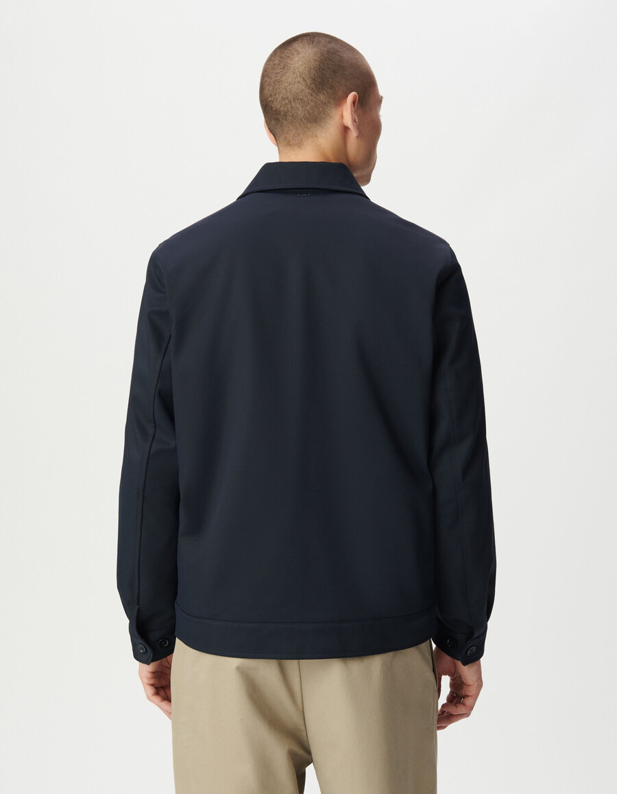 chaqueta azul marino con bolsillos de parche para hombre