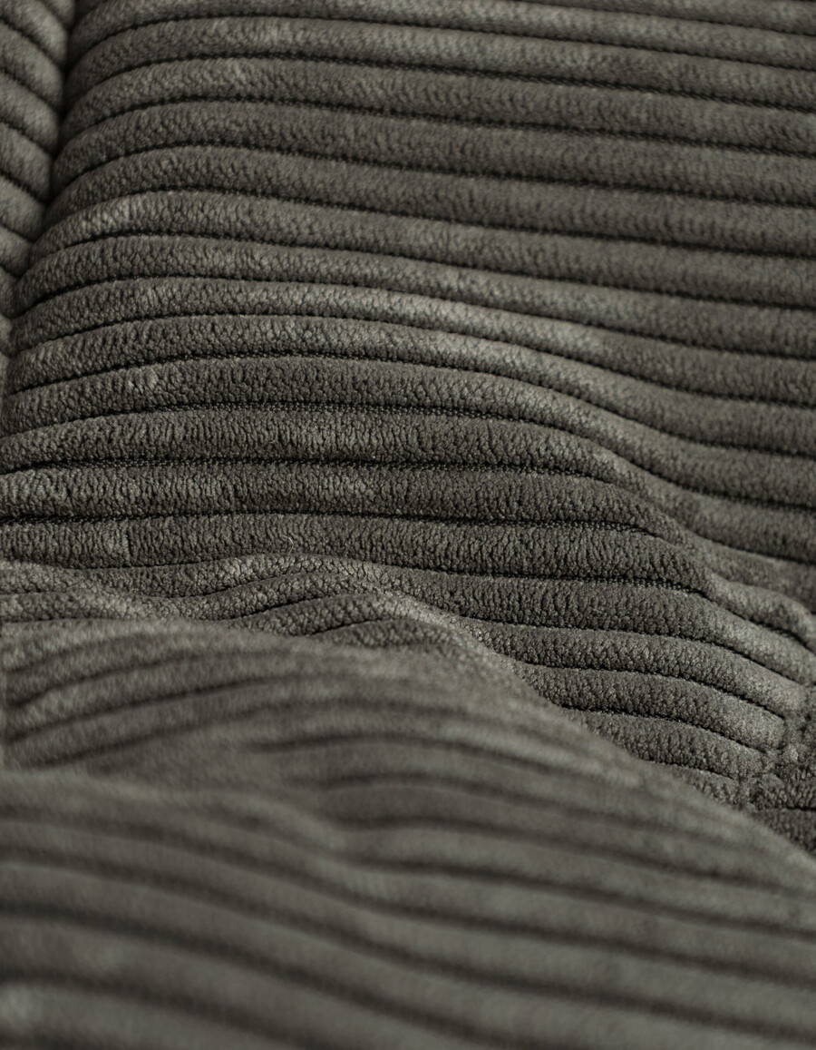 chaqueta acolchada de pana gris con capucha desmontable para hombre