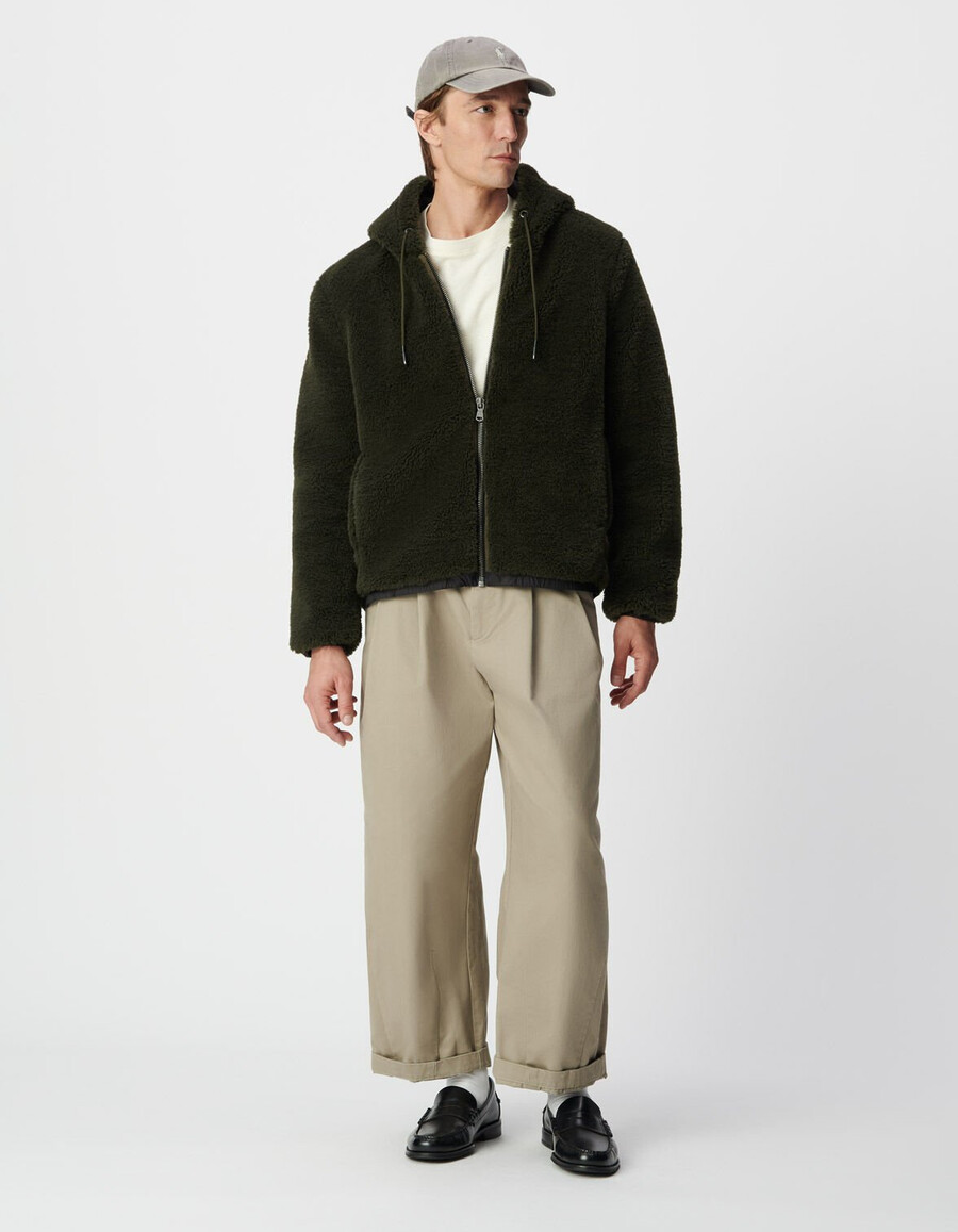 chaqueta interior sherpa caqui para hombre