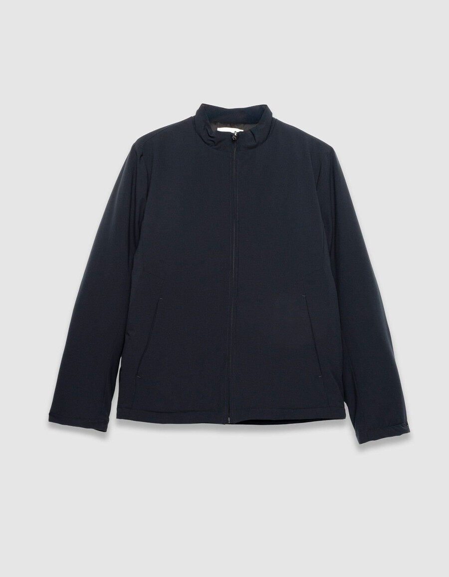 chaqueta acolchada ligera de cuello alto azul marino para hombre