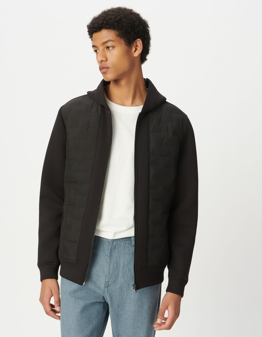 chaqueta acolchada ligera de tejido mixto negra para hombre