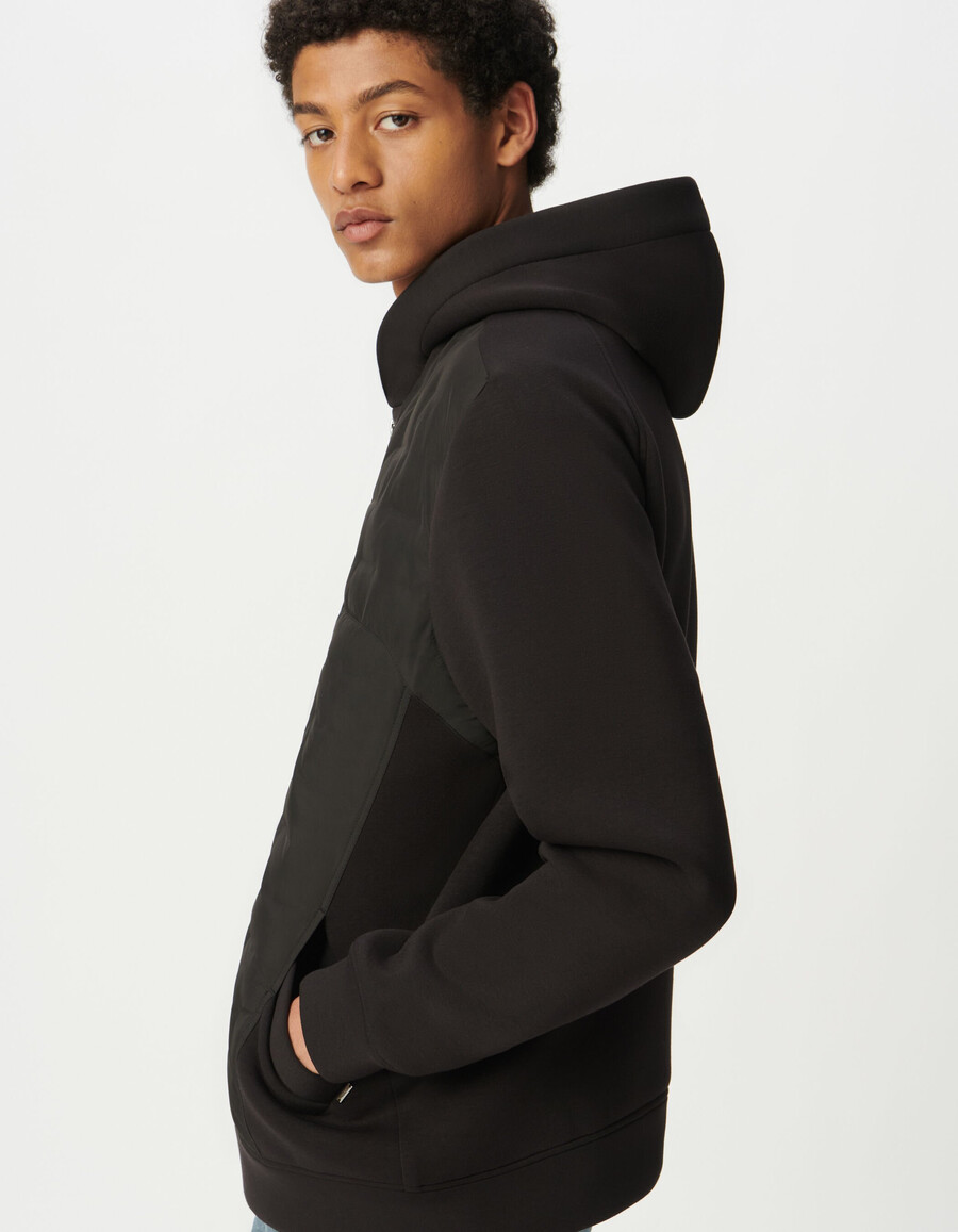 chaqueta acolchada ligera de tejido mixto negra para hombre