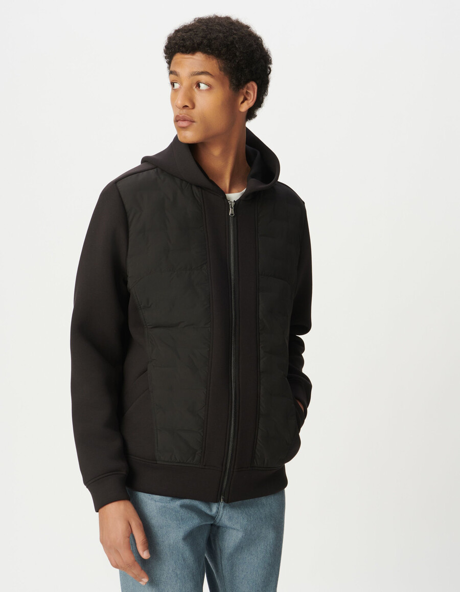 chaqueta acolchada ligera de tejido mixto negra para hombre
