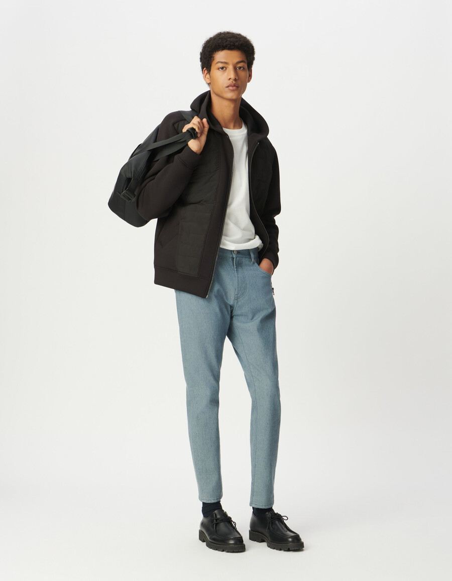 chaqueta acolchada ligera de tejido mixto negra para hombre