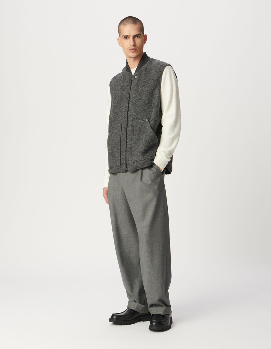 chaleco de lana hervida gris para hombre