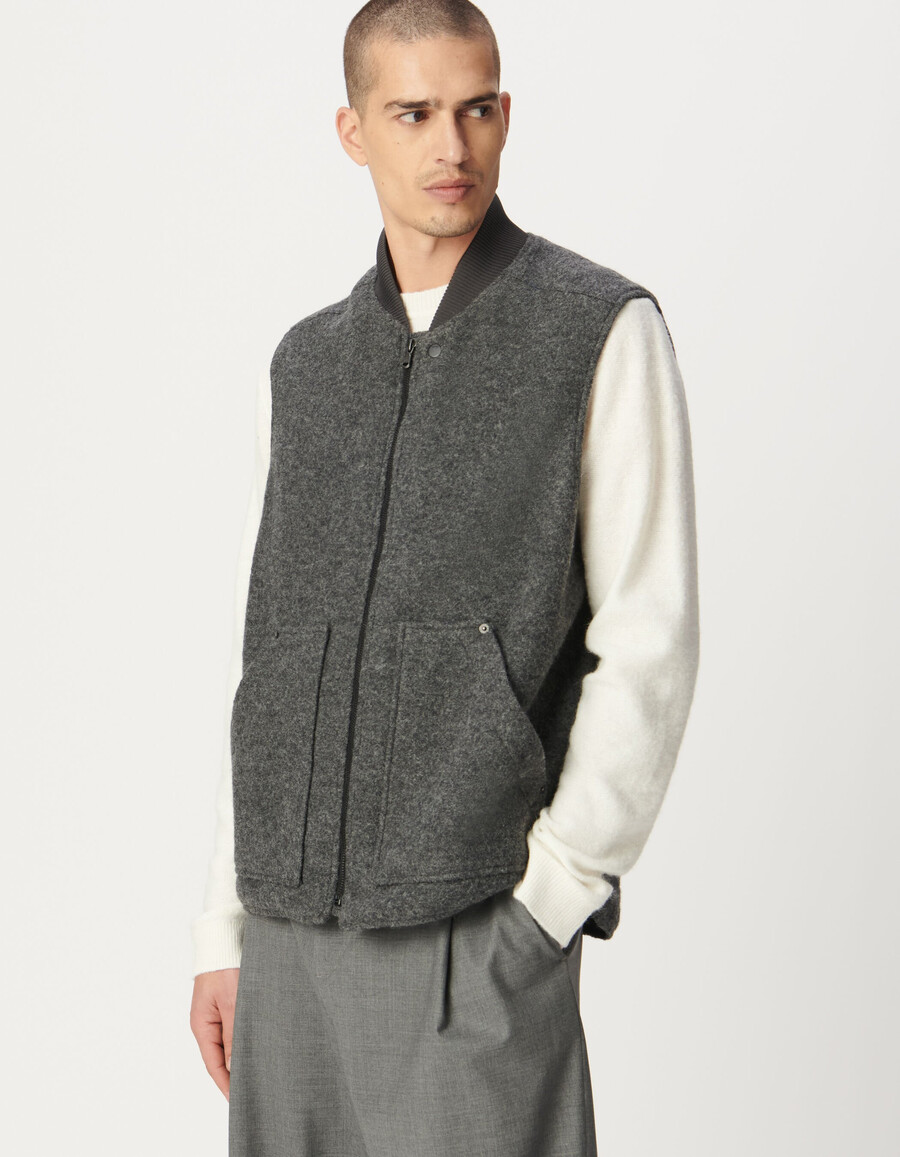 chaleco de lana hervida gris para hombre