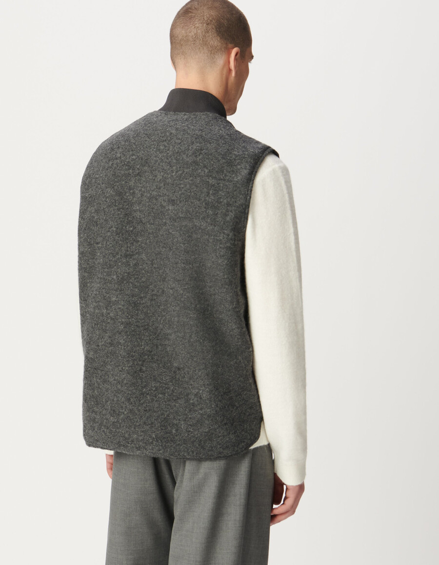 chaleco de lana hervida gris para hombre