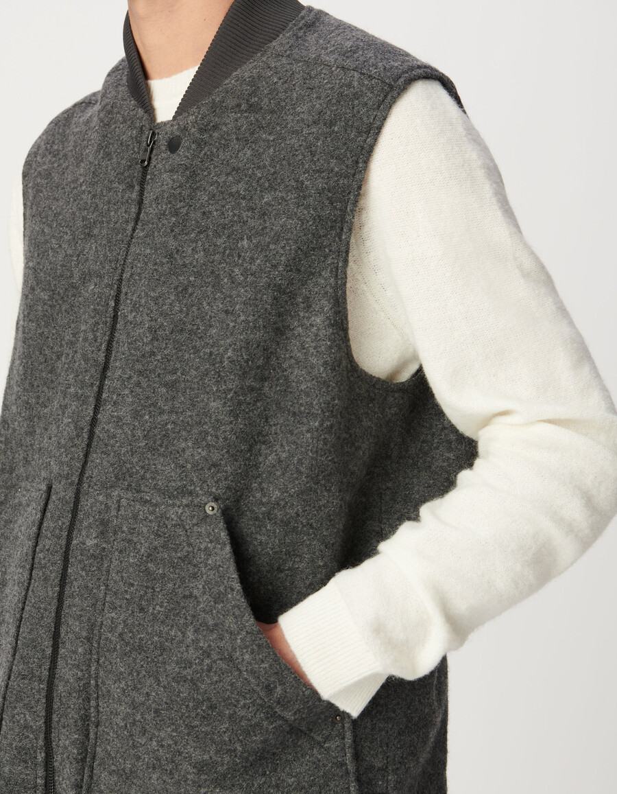 chaleco de lana hervida gris para hombre