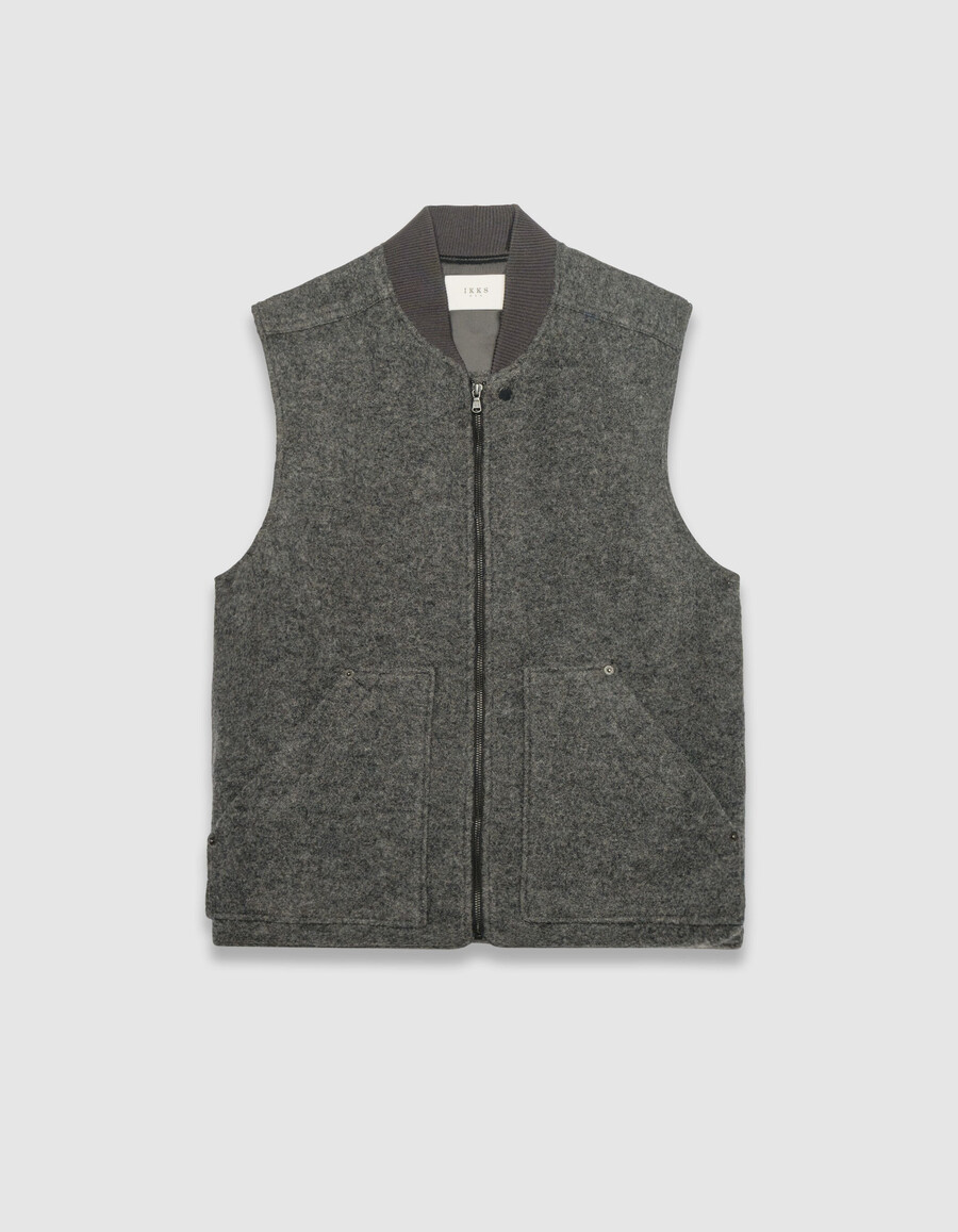 chaleco de lana hervida gris para hombre