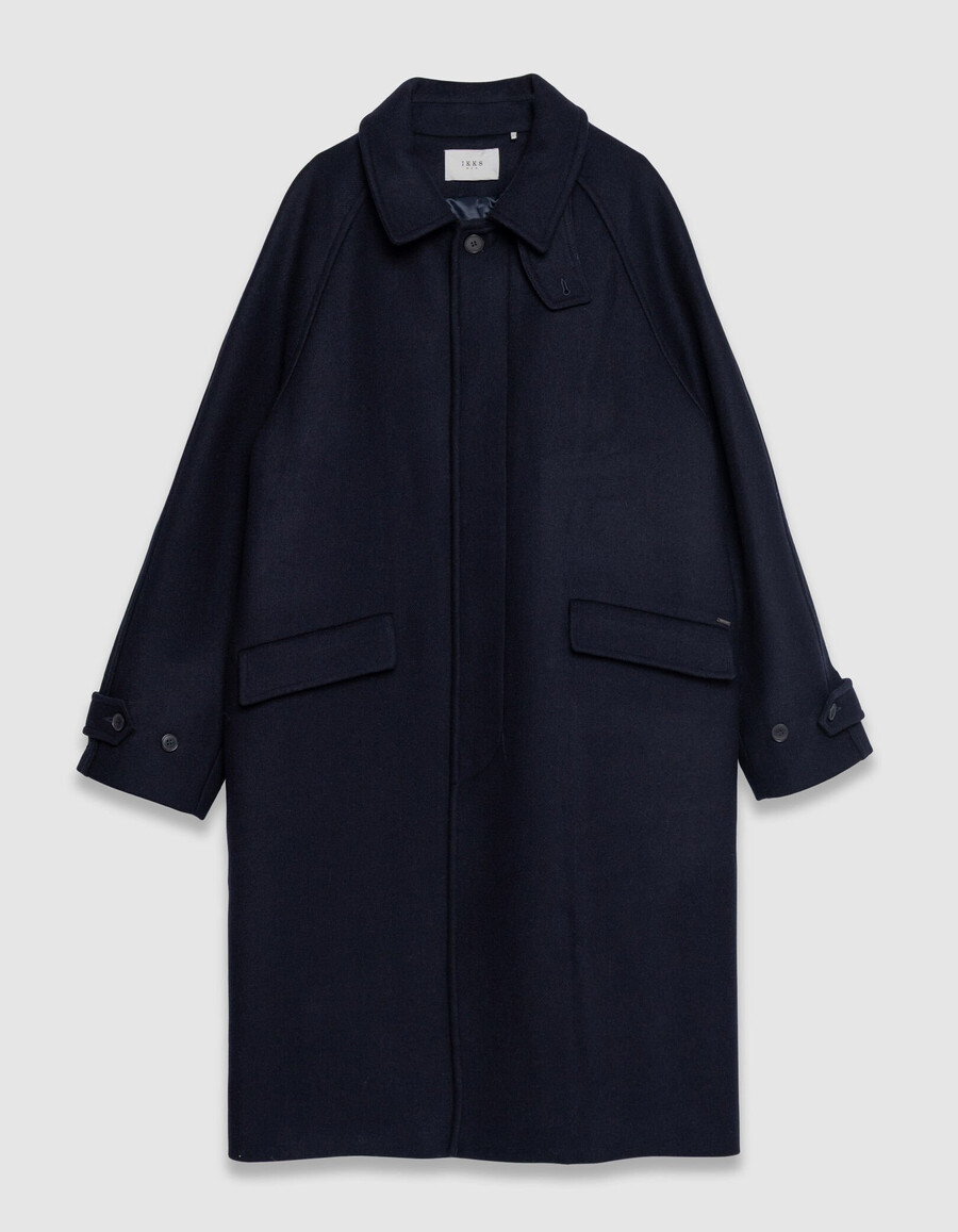 abrigo largo azul marino para hombre
