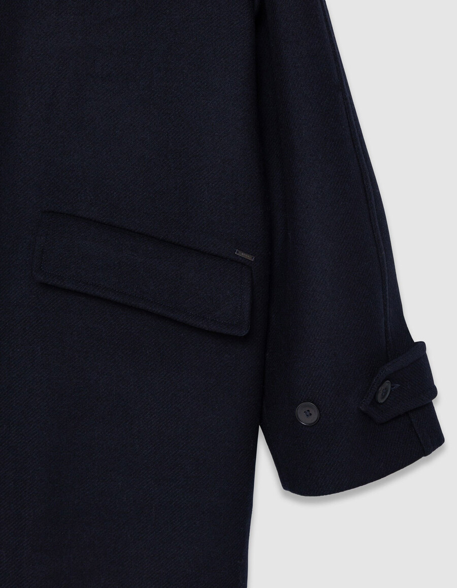 abrigo largo azul marino para hombre